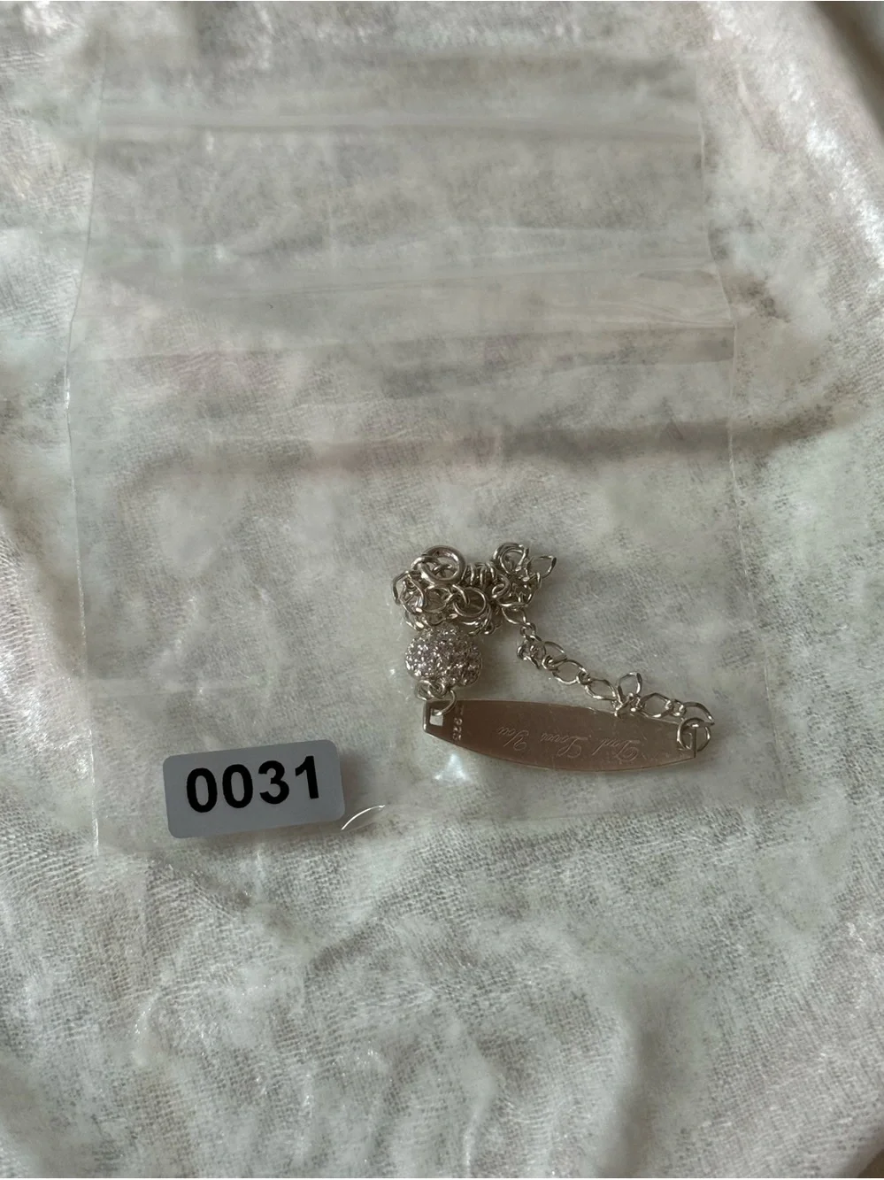 925 Sterling Silver ID Bracelet Crystal Heart Charm Engraved Dad Loves You